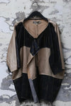 Mutedance splicing loose drawstring V-neck top series MD-MD24SS89-KAQI Khaki PM125
